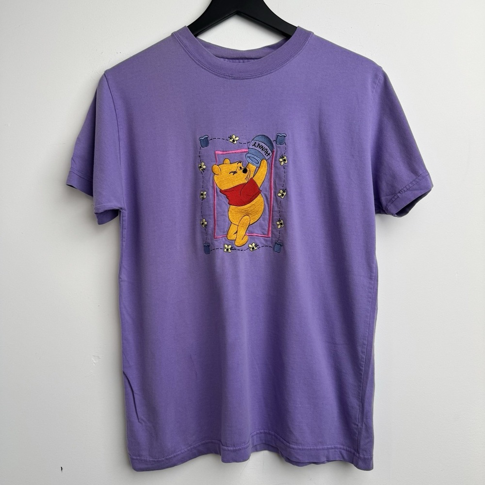 VTG Winnie the Pooh Shirt Womens M Purple Hunny Pooh Bear Disney 90s Animation